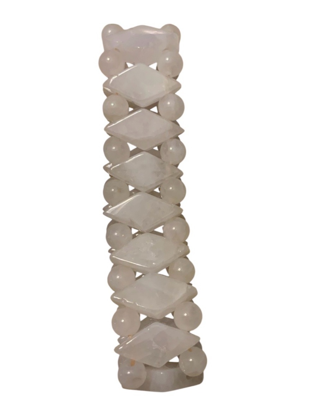 Rose quartz Crystal Diamond-Bead Stretch Bracelet. - Picture 7 of 7
